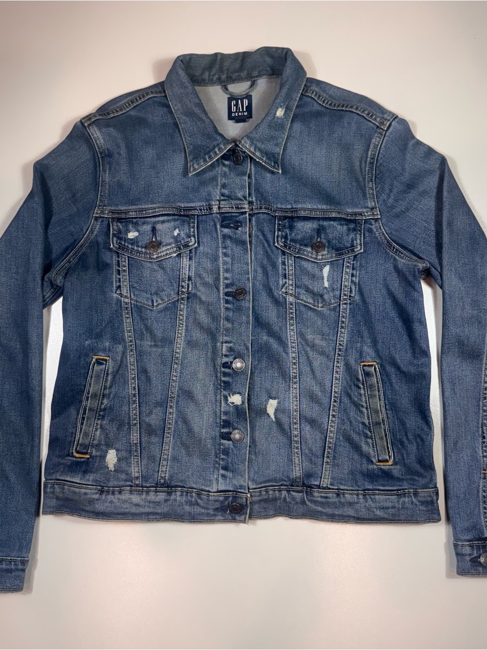 GAP Blue Distressed Denim Jacket